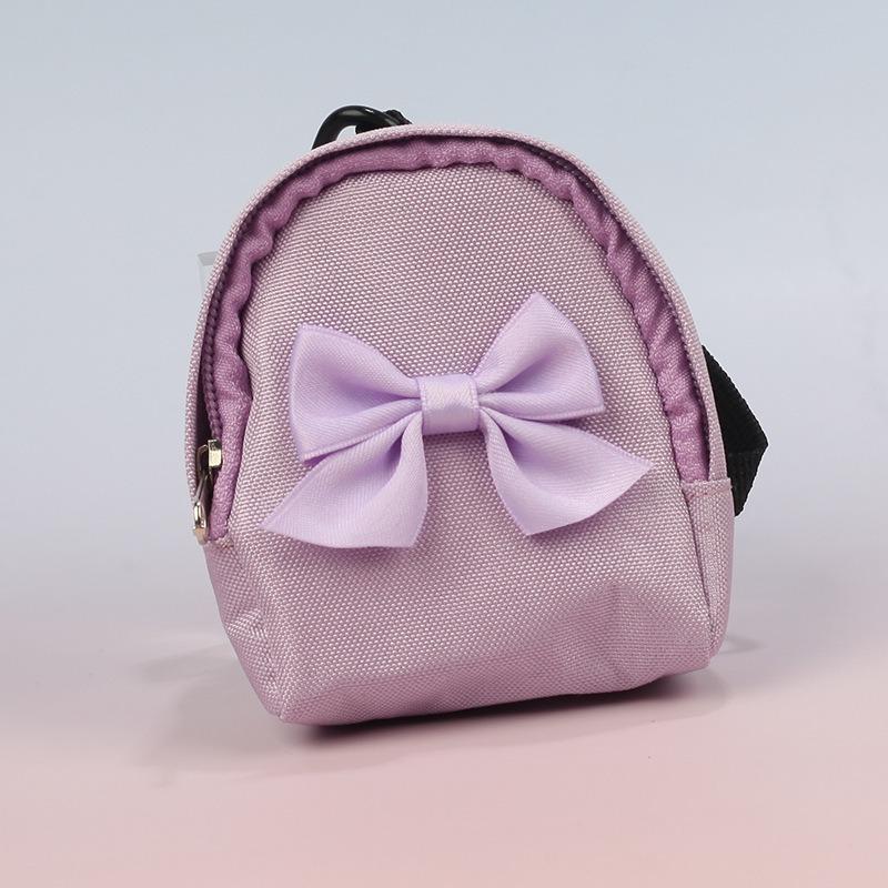 Bow Canvas Coin Purse Fashion Portable Key Purse Coin Earphone Bag Waterproof Small Backpack Girl Heart