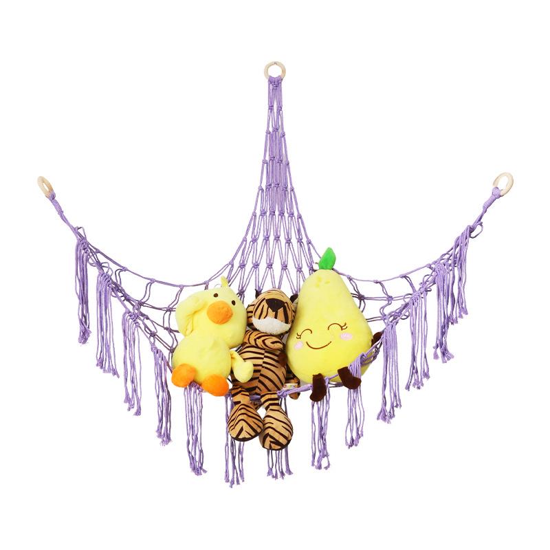Handmade Triangle Woven Net Bag for Bedroom Doll Storage and Wall Hanging
