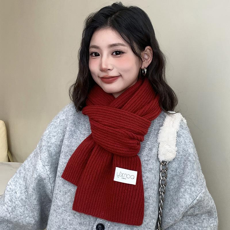 Red Scarf Women's Winter New Autumn and Winter Atmosphere High-end Christmas New Scarf Warm and Thicker