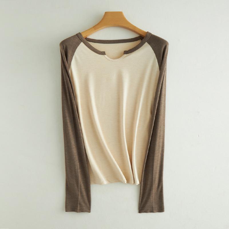 

Женская приталенная футболка с длинным рукавом и теплой бархатной подкладкой для осени и зимы L (Recommended Weight: 105-120 lbs)