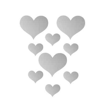 10 Stück/Set Liebe Herz Spiegelaufkleber Acryl 3D Spiegel-Tapete DIY Abnehmbare Wohnzimmer Wandaufkleber