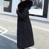 BITCED Winter Fashion Plus Size Cotton Coat for Women Long Waist-cinched Knee-length Thickened Coat with Large Fur Collar