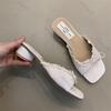 Butterfly-knot Lace Women Slippers Summer Casual Thick Low Heel Sweet Students Street Style Slides Ladies Sandals