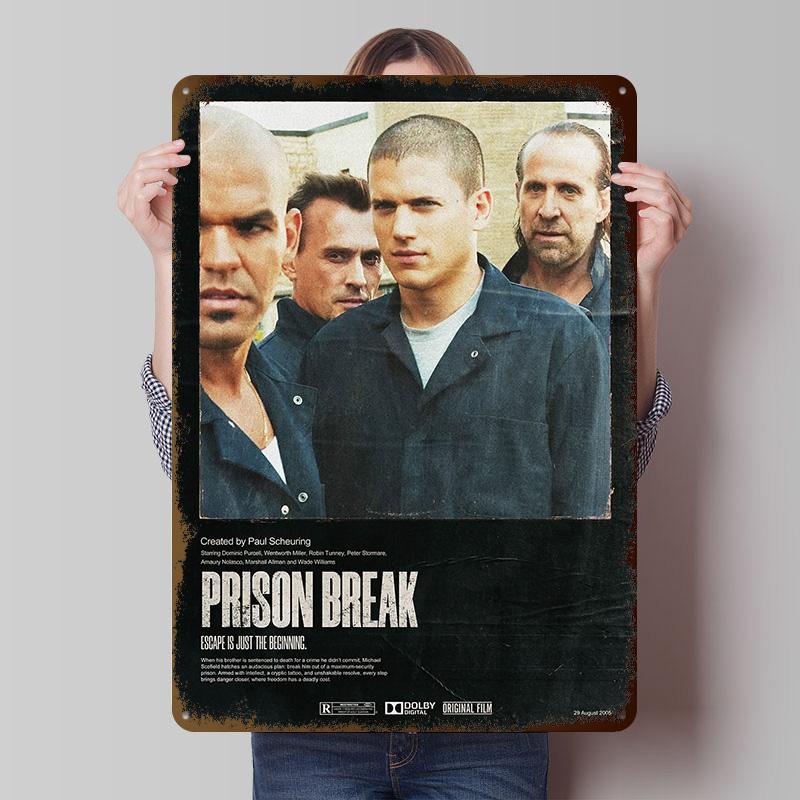 Poster in latta Prison Break Arte da Parete Personalizzabile Segni Metallici Retro Vintage per Casa Stanza Piastra Personalizzata Decorazione Scrivania Wand Deko