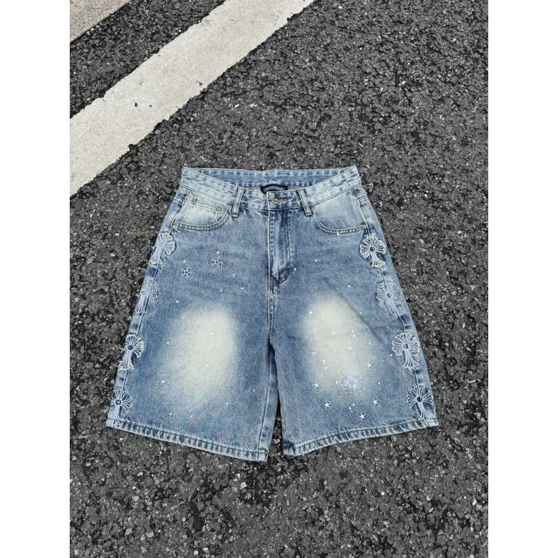Vintage gewaschene Jeans-Shorts mit Metallakzenten Unisex Straight Fit Punk-Stil Baumwollmischung