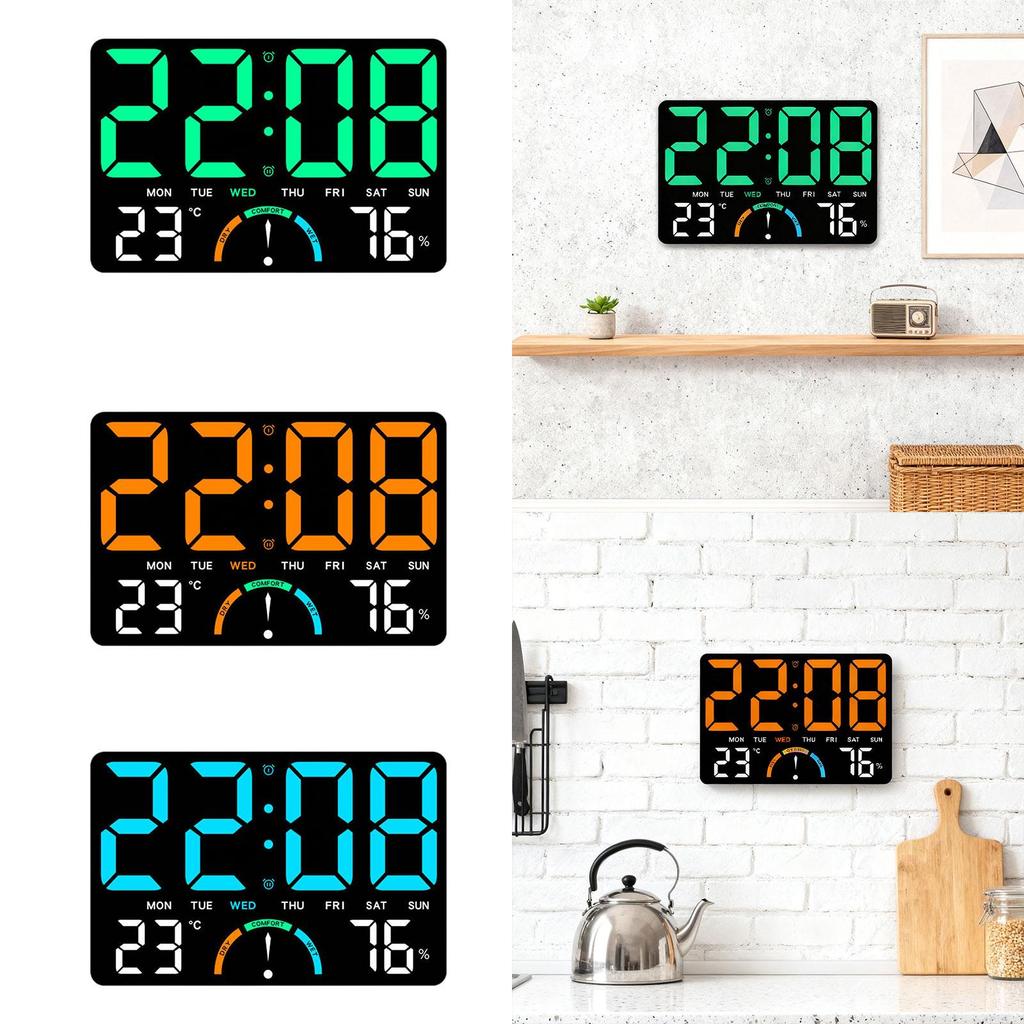 LED Wall Clock Large LED Display Electronic Clock for Adults Home Indoor