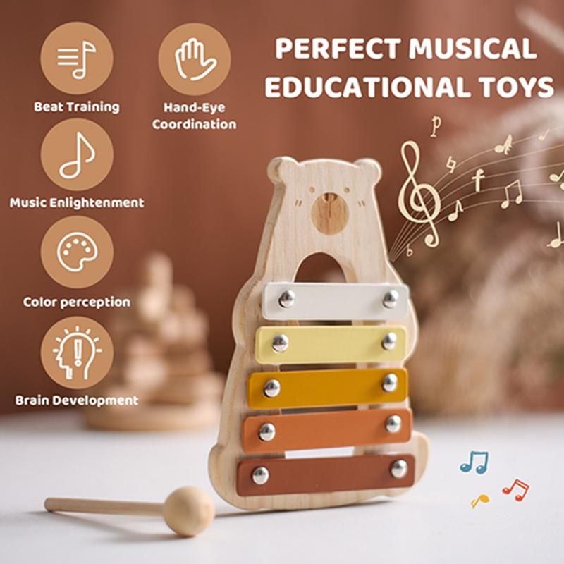 Baby Lernspielzeug Holz Musikinstrumente Montessori Musikspielzeug für Kinder Xylophon Neugeborenen Geburtstagsgeschenke Musiktisch T