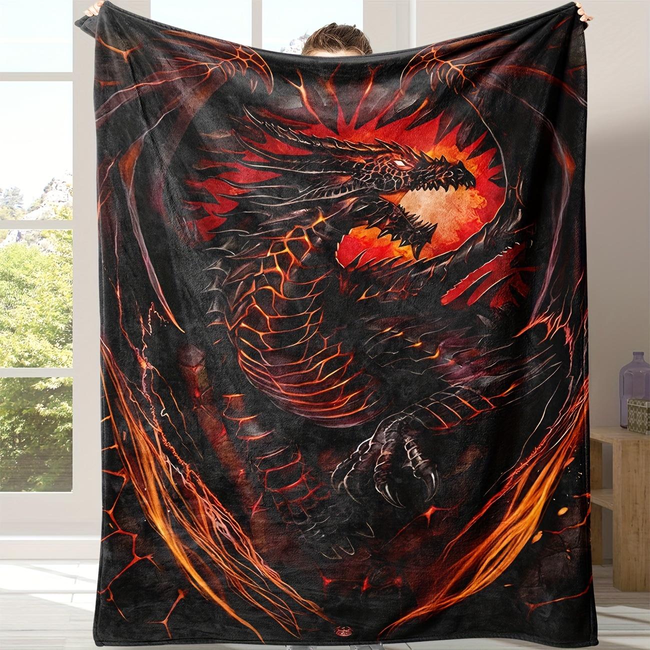 

Fiery Dragon Blanket - Soft Throw with Lava Design, Perfect for Bedroom Decor, Unique Gift for Fantasy Enthusiasts 75x90cm