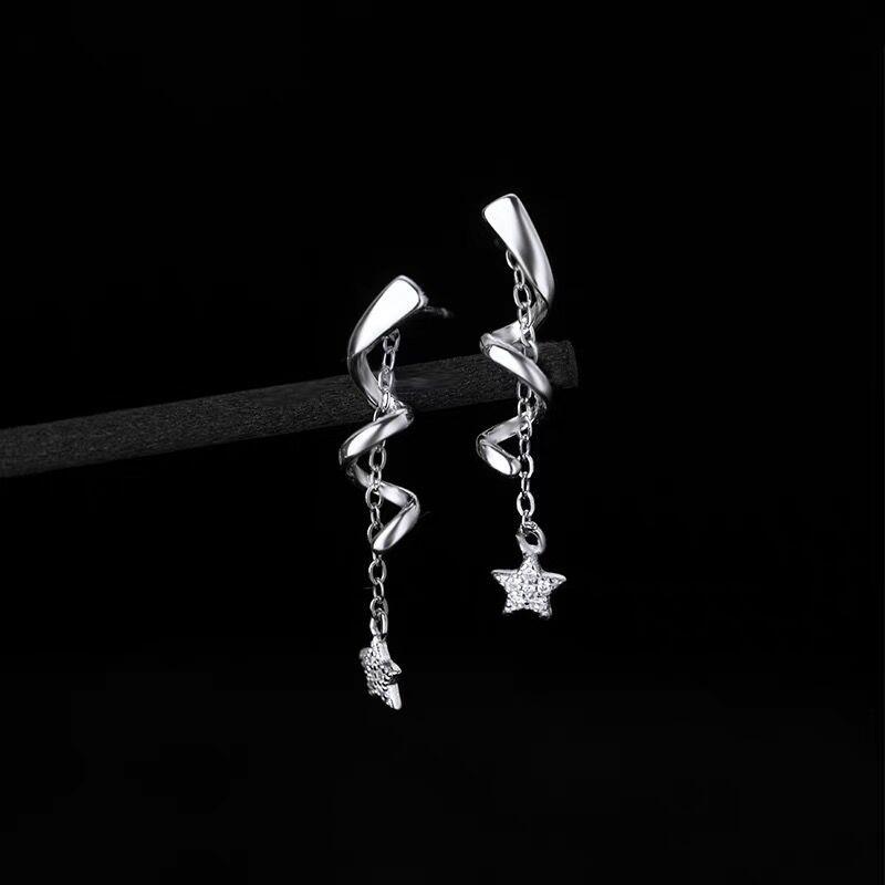 

ANENJERY Серьги-подвески в виде спирали, звезды и кисточек, длинные, для женщин, темпераментные, личностные, модные, ювелирные изделия, подарки, оптовая продажа серебряный
