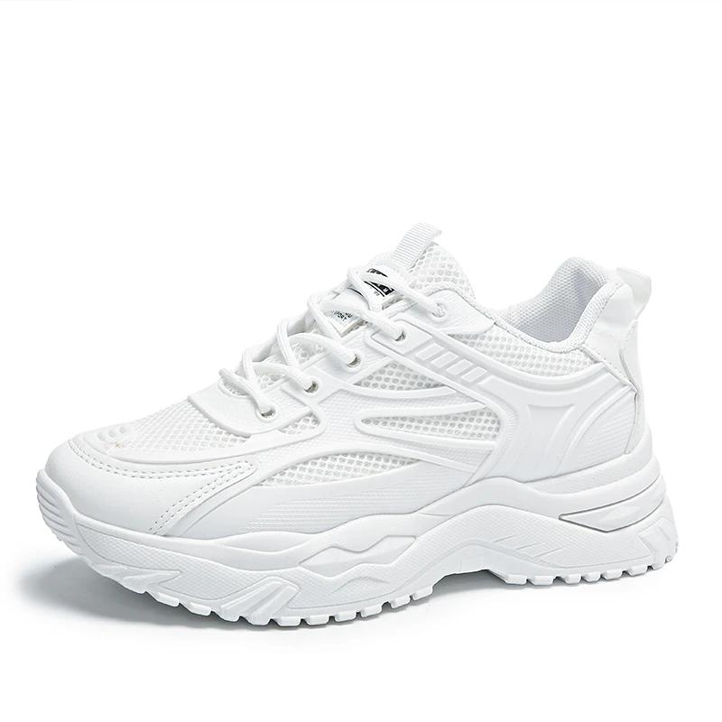 Fashion White Sneakers Women 2025 New Leather Chunky Sneakers Women's Sports Shoes Thick Tennis Vulcanized Shoes Basket Platform Shoes