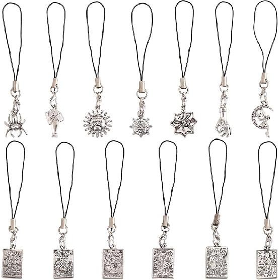 BEEFLYING 8Pcs Enamel Cat Phone Strap Charms Pendants Decoration Kawaii Cell Phone Bag Keychain Charms