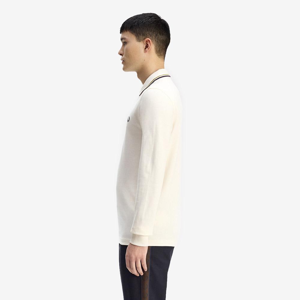 Fred Perry [M3636] Long Sleeve Twin Tip Fred Perry Shirt - Ecru/Tennis Ball Yellow/Anchor Grey Afpm2533636-46A