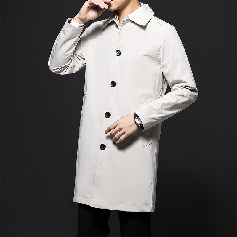 Men Casual Loose Turn Down Collar Business Trench Coat Outerwear