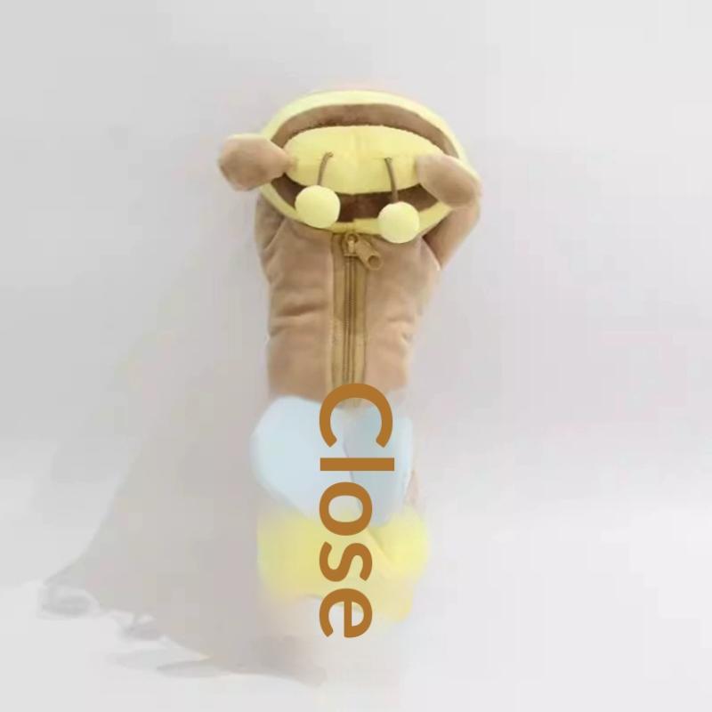 Cute Bee Bear Doll Shaped Plush Pencil Pouch School Student Stationery Storage Pen Bag Gifts