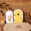 1 Set Exquisite Character Stickers Cute Pretend Play Wooden Arch Openable Door Toys Gift Montessori Wooden Fairy Door Kit