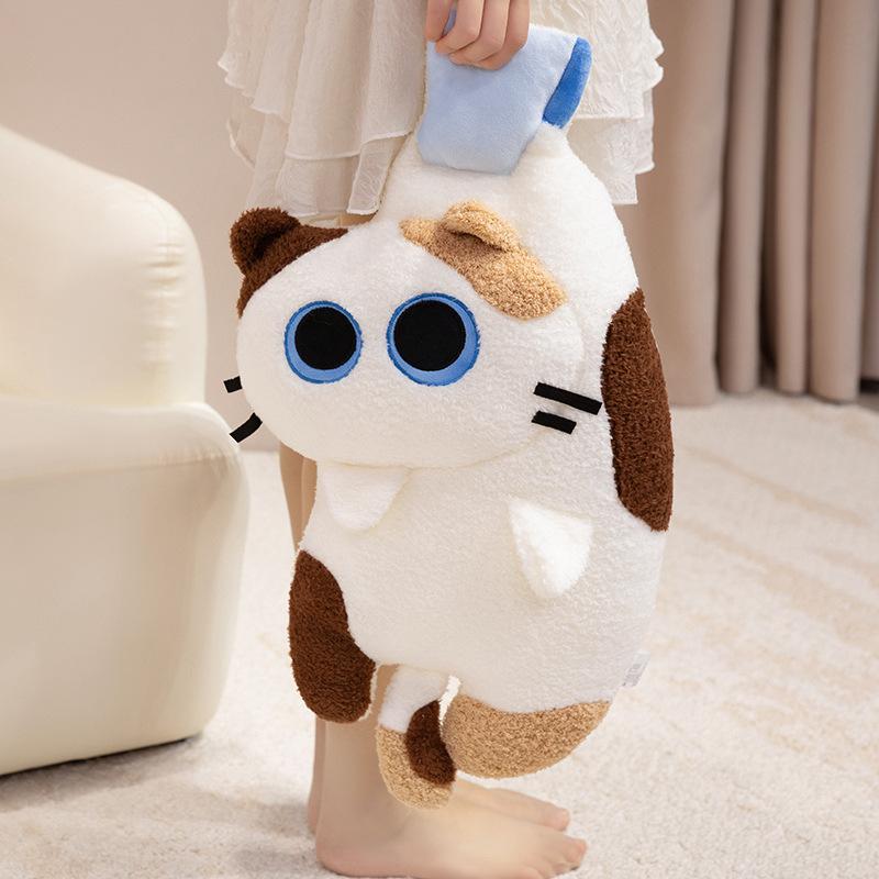 Creative Cute Sun Cat Throw Pillow Plush Toy Doll Three Flower Cat Doll Girl Accompany Soothing Doll