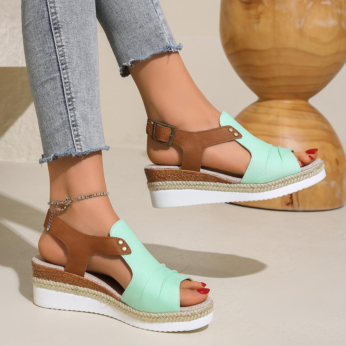 

Woman Lightweight Summer Beach Shoes Women 2025 Plus Size 36-43 Platform Rome Sandles Comfortable Elastic Band Wedges Sandals 40 зелений