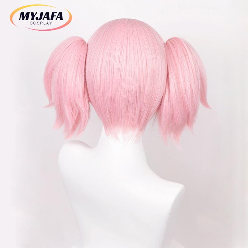 Kaname Madoka Wig Puella Magi Madoka Magica Cosplay Wig 30cm Pink Hair With Double Ponytails Heat Resistant Hair Wigs
