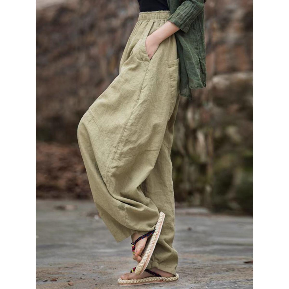 

Elegant Women s Baggy Cargo Y2k Pants Vintage Elastic Waist Trousers Loose Casual Long Wide Leg Oversize Clothes 2XL