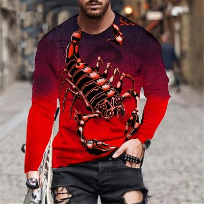 Scorpion 3D Print Long Sleeve Round-Neck Fashion Animal Pattern Men's T-Shirts Streetwear Pullovers Tops Loose Casual Man Tees