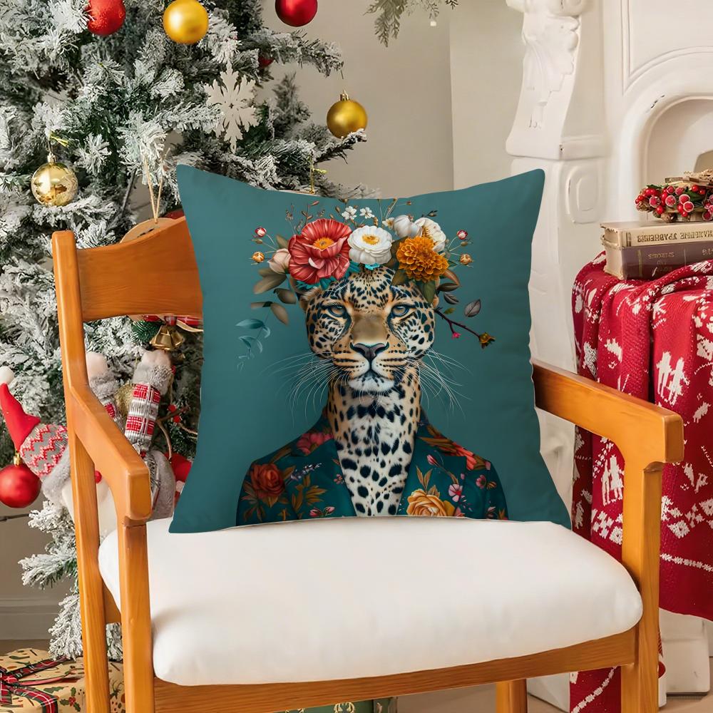 Fashion With Wreath Animals Pillow Case Silky elegant Comfort Sofa Bed Invisible zipper