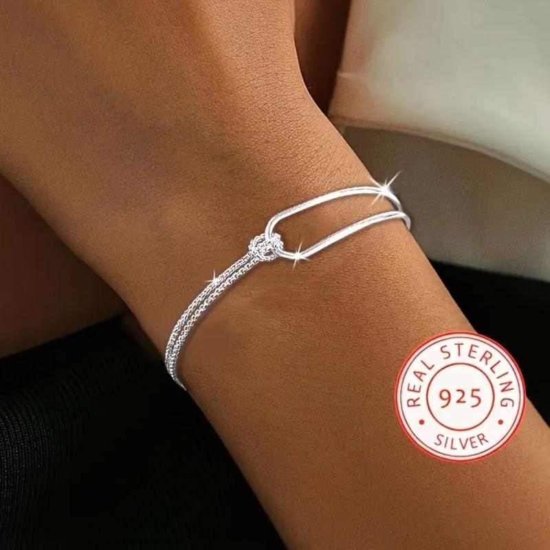 

New S925 Silver Minimalist Geometric Collage Bracelet Women s Jewelry Exquisite and Elegant for Birthday and Christmas Gifts белый