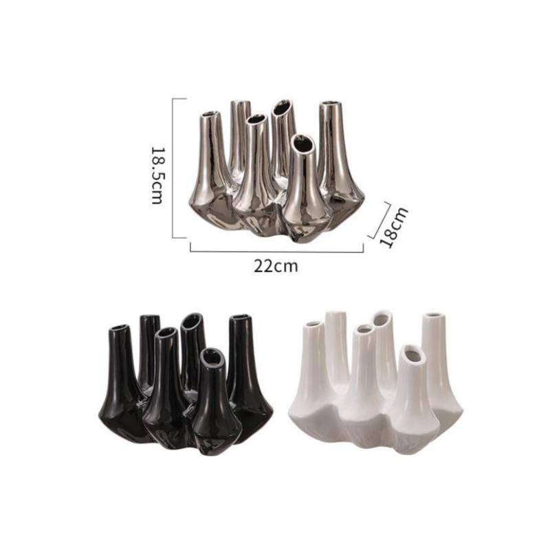 Kreative Handgemachte Keramik Abstrakte Vase Korallenriff Mehrere Öffnungen Blumenarrangement Blumenvase Heimdekoration Zubehör