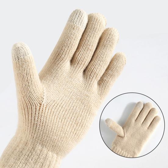 Women Winter Knitted Gloves Thick Fleece Lined Warm Gloves Solid Color Touch Screen Gloves for Driving Golfing Fishing Hiking