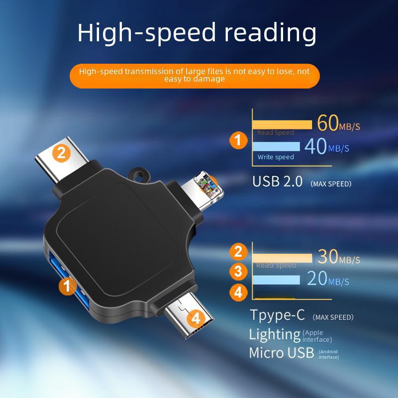 3-in-1 Multi-Function OTG Adapter: USB 3.0, Type-C, and Apple-Compatible for Android Phones