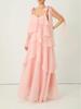European and American Holiday Style Women's Spaghetti Strap Sweet Layered Cake Long Dress