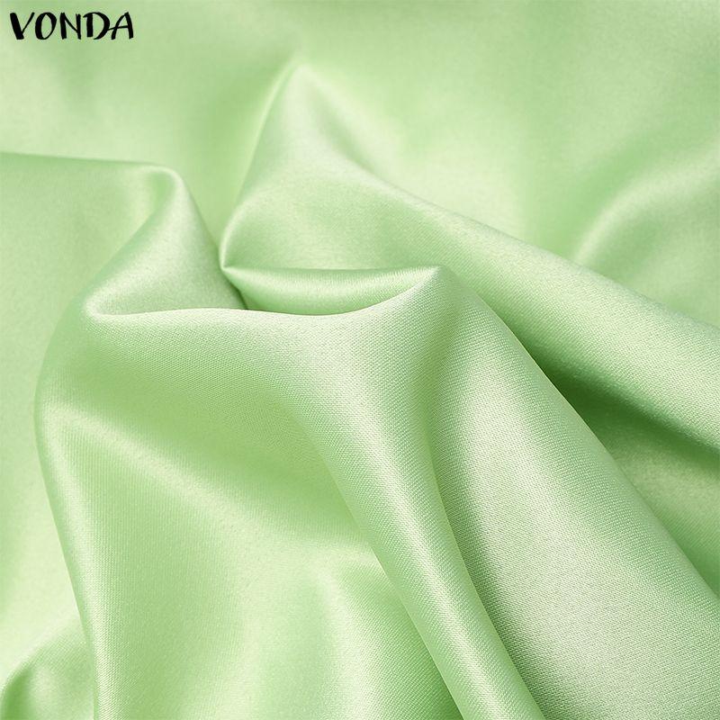 VONDA Women Back Zip-up Waist Smooth Ruffled Irregular Casual Thin Skirts Dress