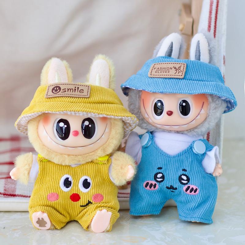17cm Labubu Doll Fashion Set Cute White Shirt Hat Animal Overalls Doll Accessories Clothing Set Change Doll Clothes Gift