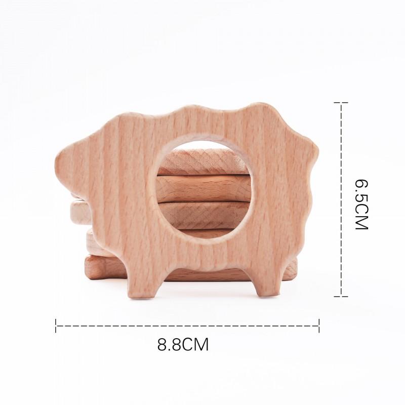 Natural Beech Wood Teething Toy Babies 3M Handcrafted Animal-Shaped Chew Stick With Smooth Finish