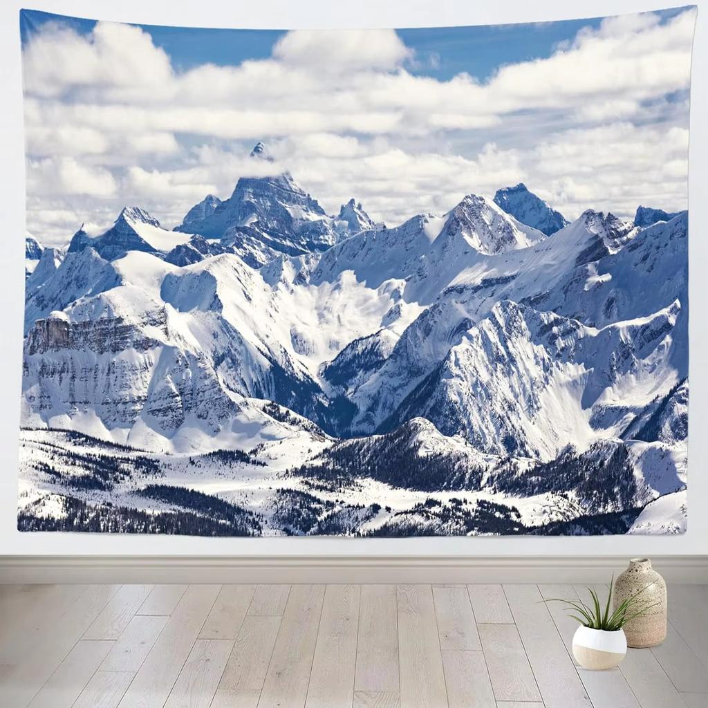 Winter Snow Mountain Forest Tapestry Winter Landscape Snowy Woodland Scene WallMounted Home Decor