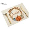 Durable Table Mats for Daily Use Pumpkin Autumn Leaves Placemat, Thanksgiving Linen Washable Heat Resistant Rustic Decorations Place Mat Dining