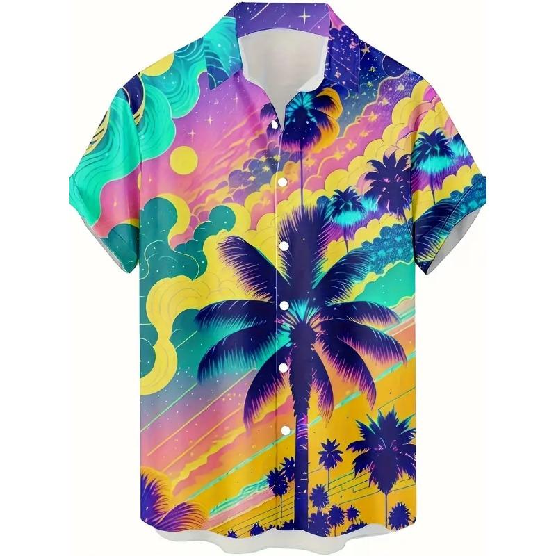 Men's Printed Beach Shirt Lightweight Breathable Fabric Summer Casual Wear