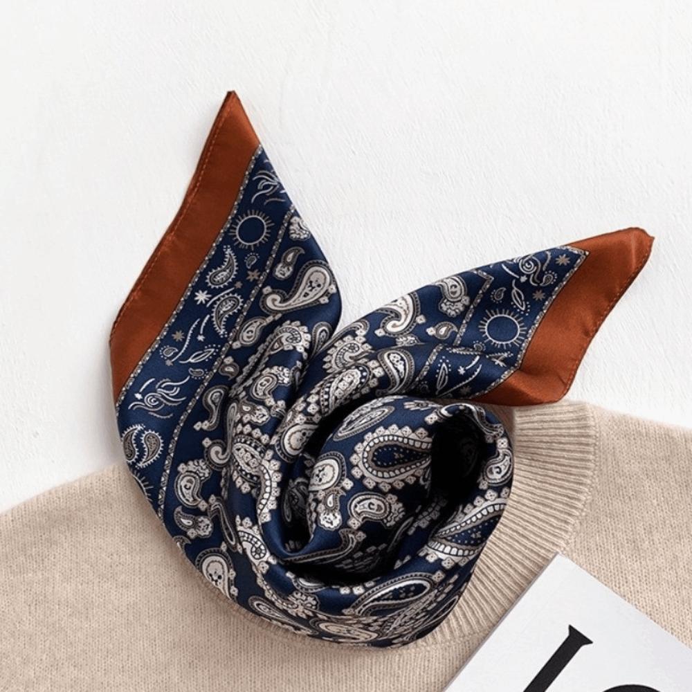 Fashion 45x45CM Silk Scarf Headscarf/hair Wrap Geometric Pattern Neckerchief Printed Minimalist Square Scarf Women Headwear
