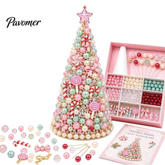 Handmade Gift for Craft Lovers DIY Beaded Tree Kit Adults, Christmas Bead Kit, Ornament Crafting Set 3D Holiday Tabletop Mantel Decoration Festive