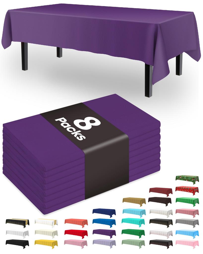 Pureegg Plastic Table Cloth Disposable 8 Pack, 54 x 108 Inch Table Cloths, Graduation Decorations Class of 2025, Graduation Party Tablecloths,