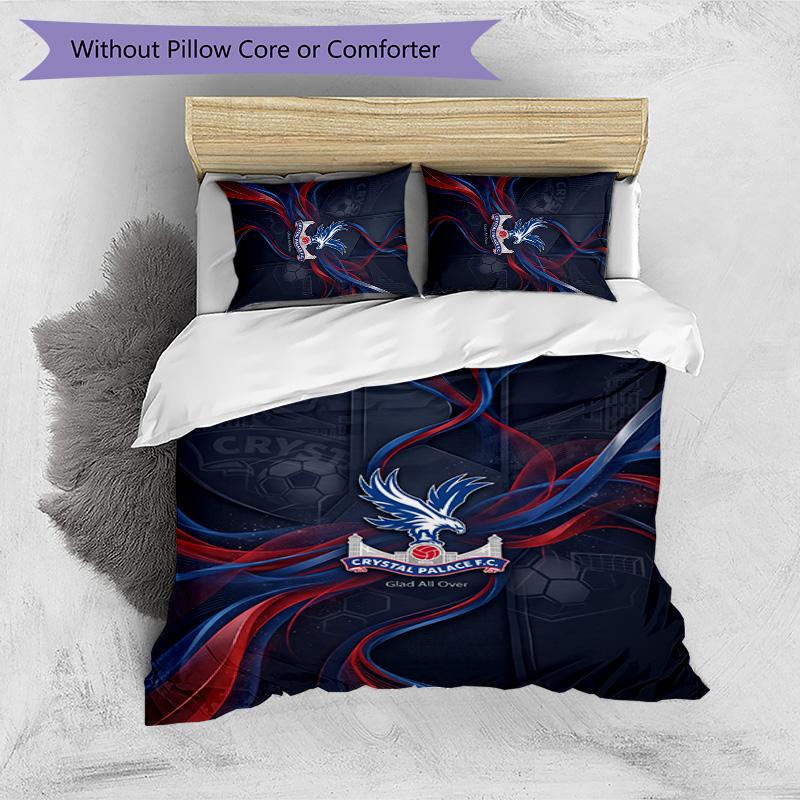 Crystal Palace Football Printed 3 Pieces Bedding Set, Comfortable Skin Friendly Bedroom Duvet Cover Set