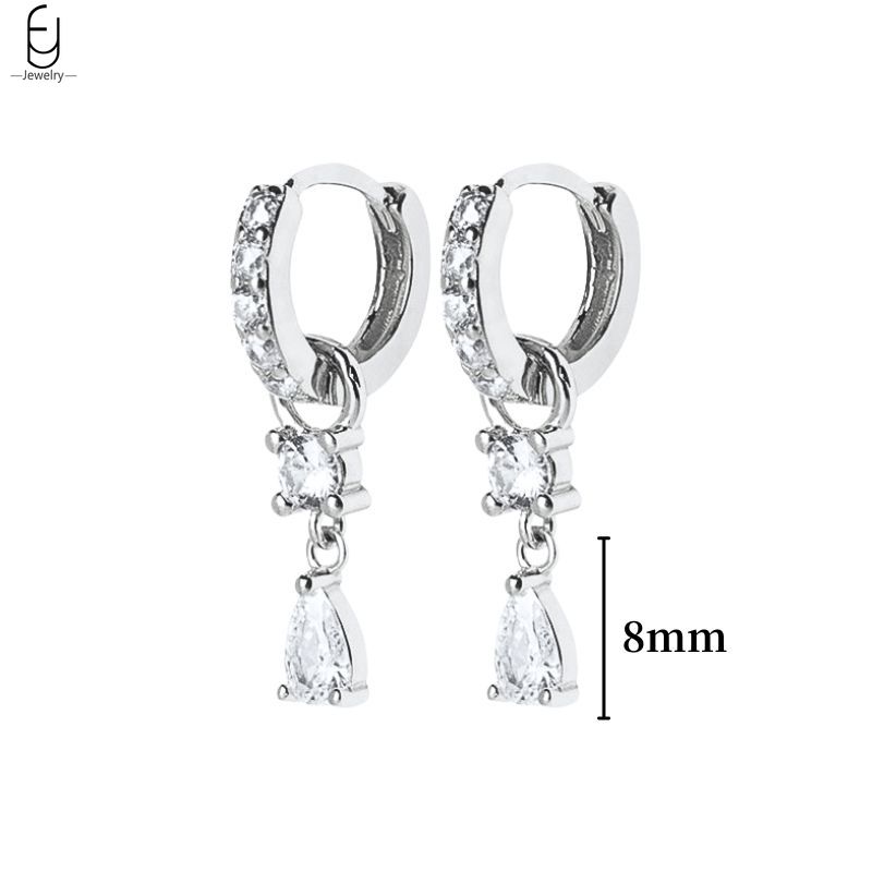 925 Silver Ear Buckles Fashion Hoop Earrings White Crystal Luxury Women's Earrings Wedding Women's Jewelry Premium Gift