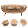 Bamboo Woven Storage Basket Handmade Grain Texture Breathable Lightweight Portable for Fruit Vegetables Clothes Books