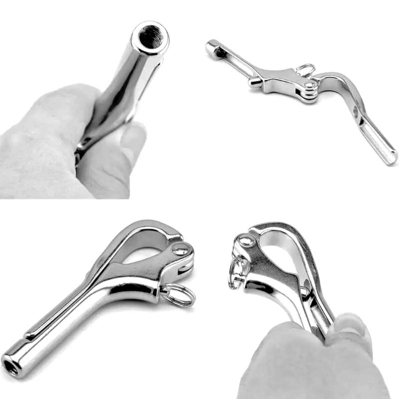 Quick Release Railing Hook Stainless Steel Hardware, Internal Thread 2 Pack for Boat Wire Rope and Guard Lines