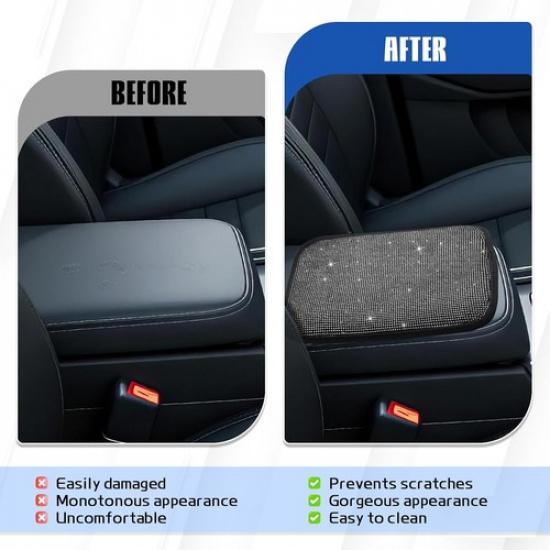 Car Center Console Cover,12" × 8.66" Diamond Auto Center Console Protectiv White