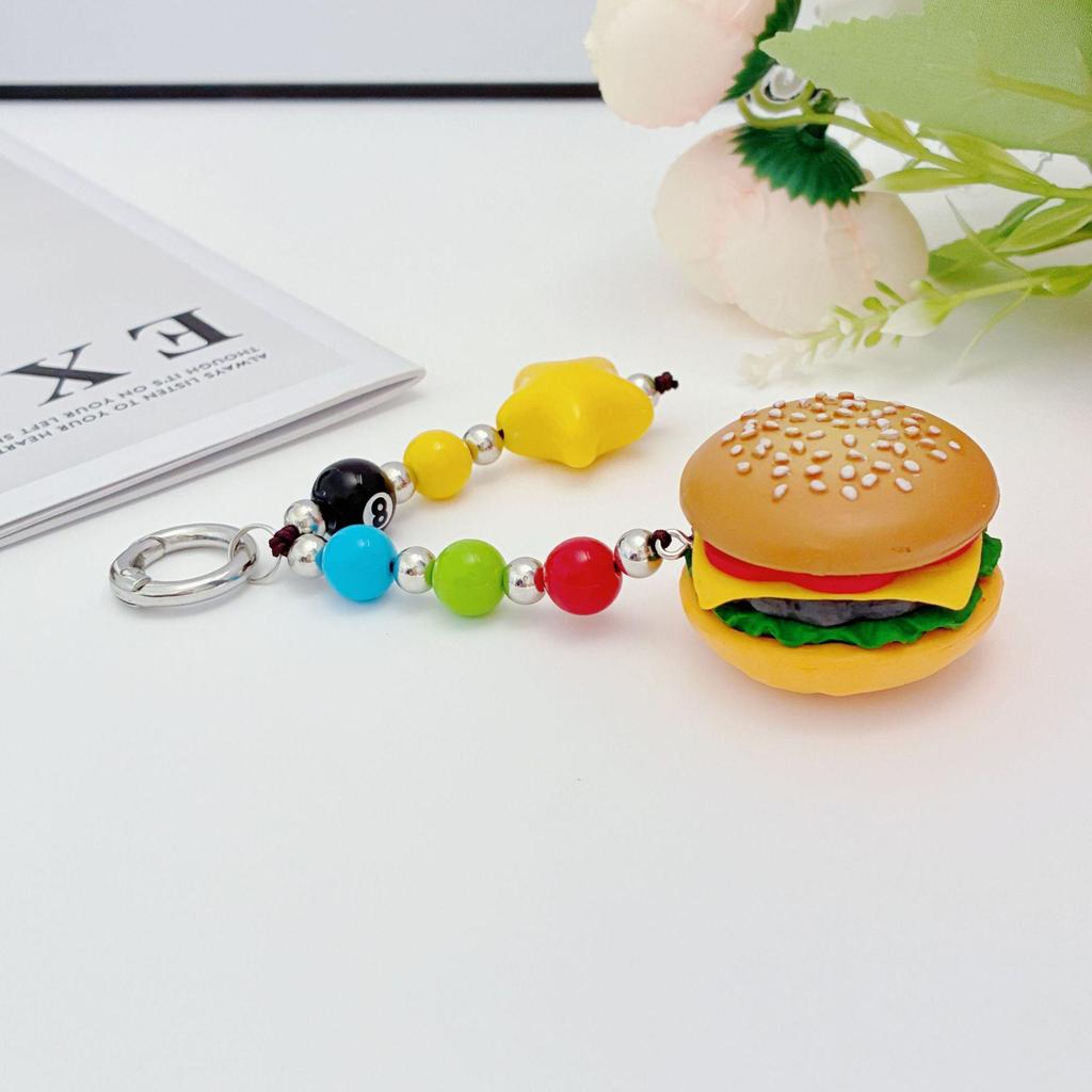 Funny Hamburger Pendant: Creative Food Toy Keychain & Bag Charm