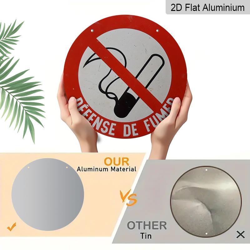 2D Flat, 1pc Round Aluminum Defense de Fumer No Smoking Sign, Red & White High Visibility Design, Waterproof & Durable, Easy to Install, Perfect for