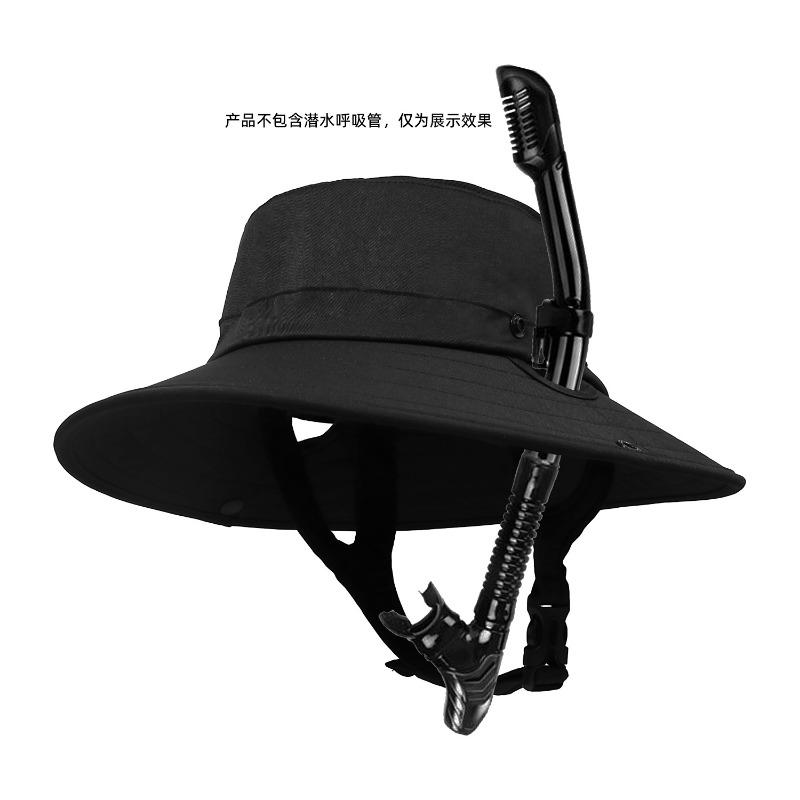 

Шапочка для защиты от солнца для фридайвинга, шляпа от солнца для серфинга, глубокого снорклинга, мужская и женская дышащая маска для снорклинга, с широкими полями Adjustable чёрный