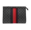 [Pre-Owned] Signature Logo Stripe Web Zipper Canvas Clutch - Very Good #KL79EU