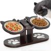 In-Stock Wooden Cat Bowl Stand with Neck Protection: 3-in-1 Pet Food Bowl, Water Dispenser, and Dining Table 