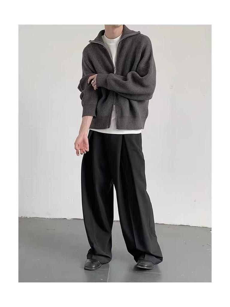 Men's Trendy Half-High Collar Cardigan Sweater, Autumn/Winter 2023 Collection